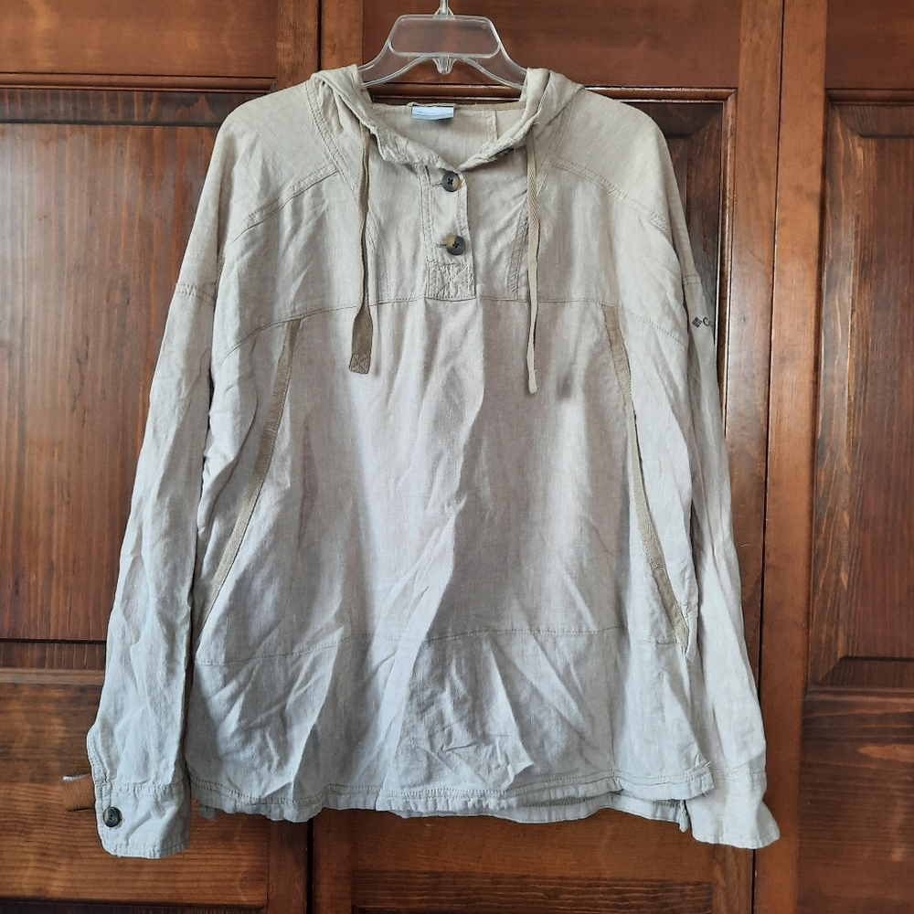 Columbia hemp blend hooded pullover shirt